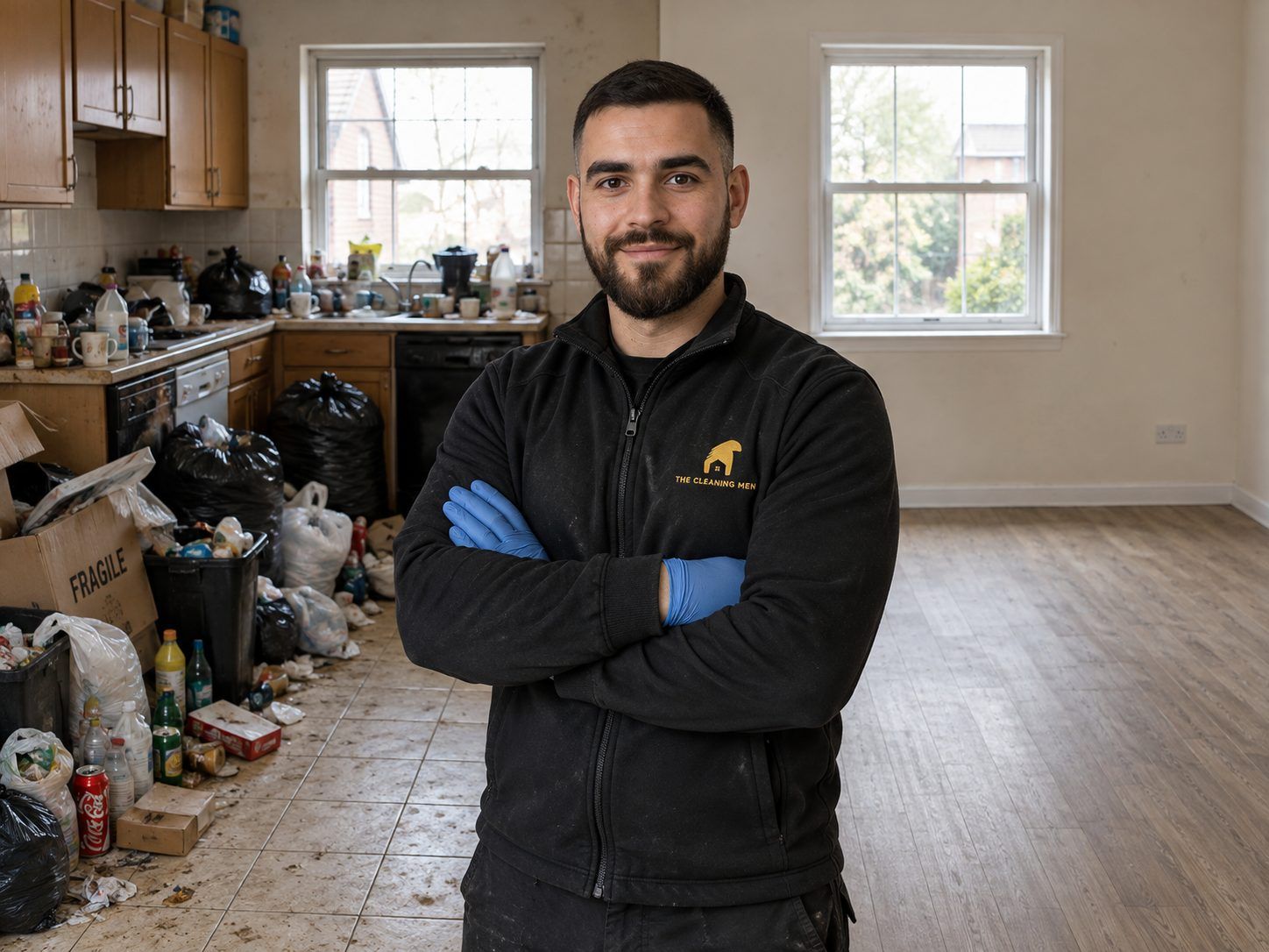 Medewerker van The Cleaning Men bij een woningontruiming in Groningen, Drenthe en Friesland
